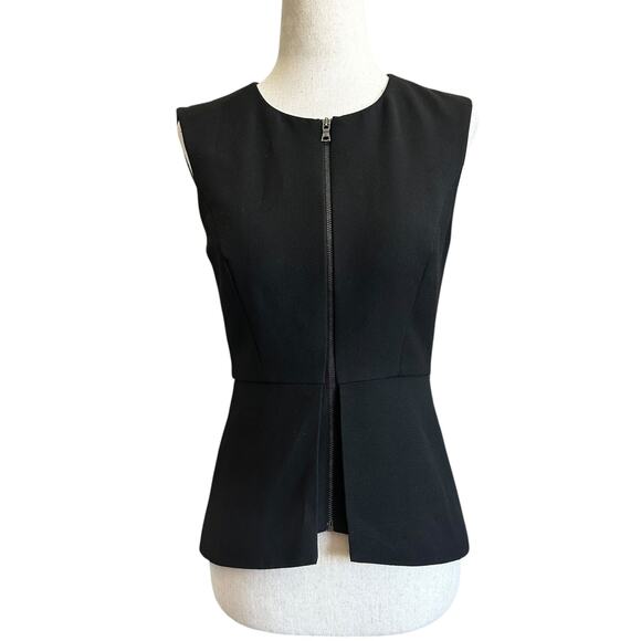 BCBGMaxazria Abrielle Black Line Full Zip Peplum Women's Top Size XS | 61-45 - Picture 1 of 6